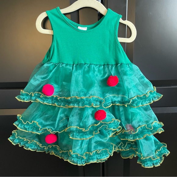 EUC Holiday Tree Dress (1.5-2yr) Green - Picture 2 of 5